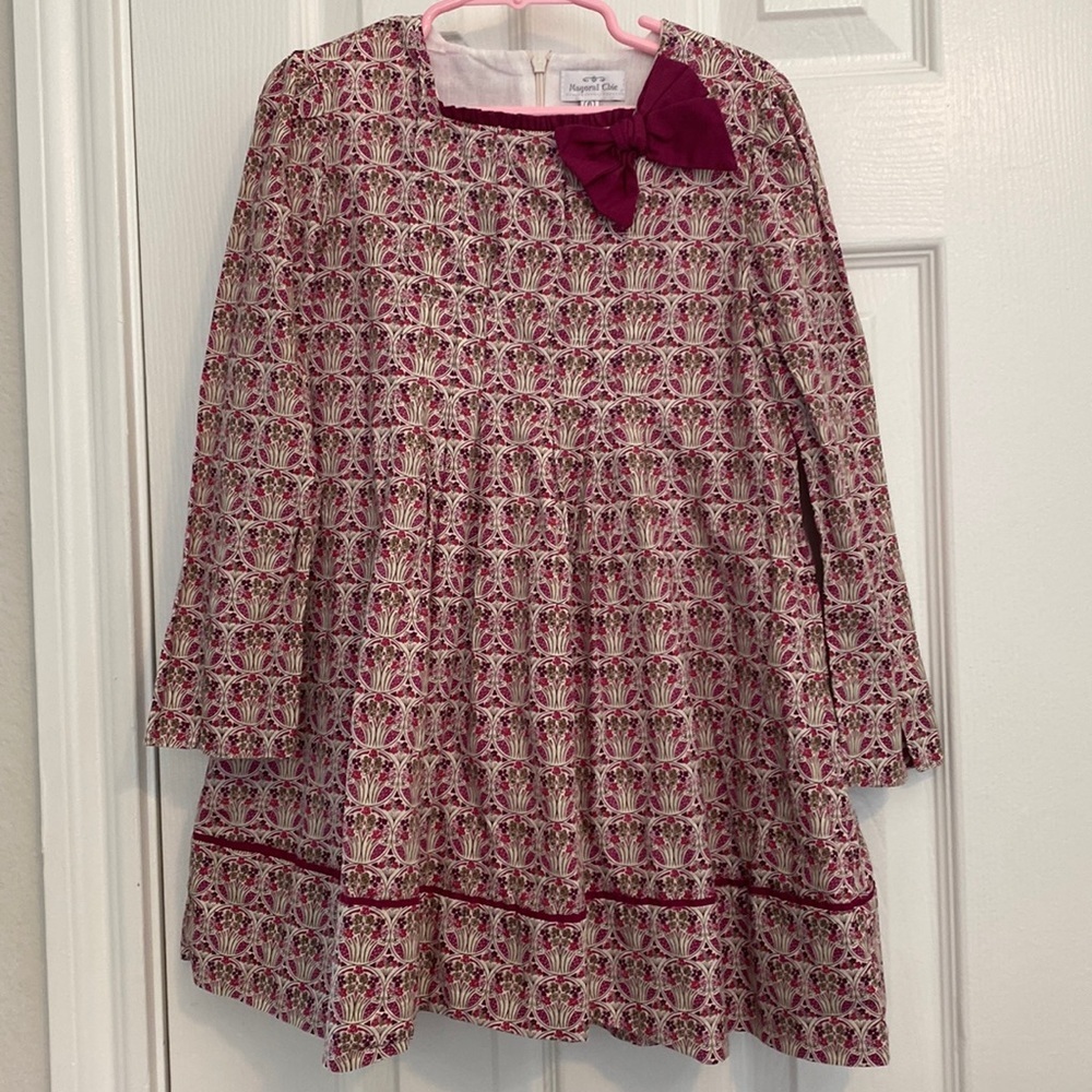 Mayoral Pink Floral Long-Sleeve Bow Dress